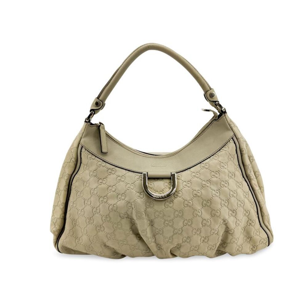 Gucci D Gold Hobo Guccissima Leather Beige Leather Shoulder Bag Bag